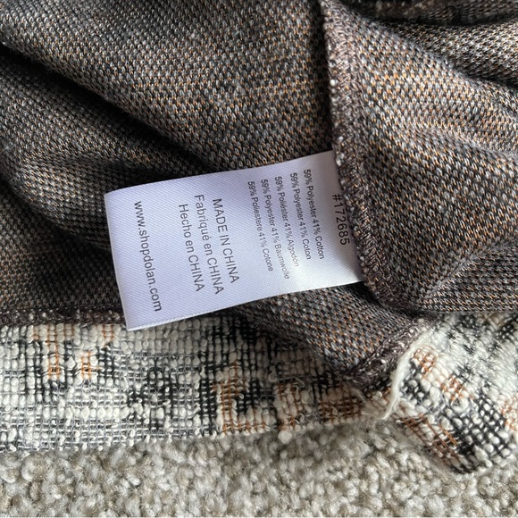 Anthropologie Dolan Leopard Longline Tweed Jacket Sz M Zip Up Pockets Neutral - Picture 6 of 7